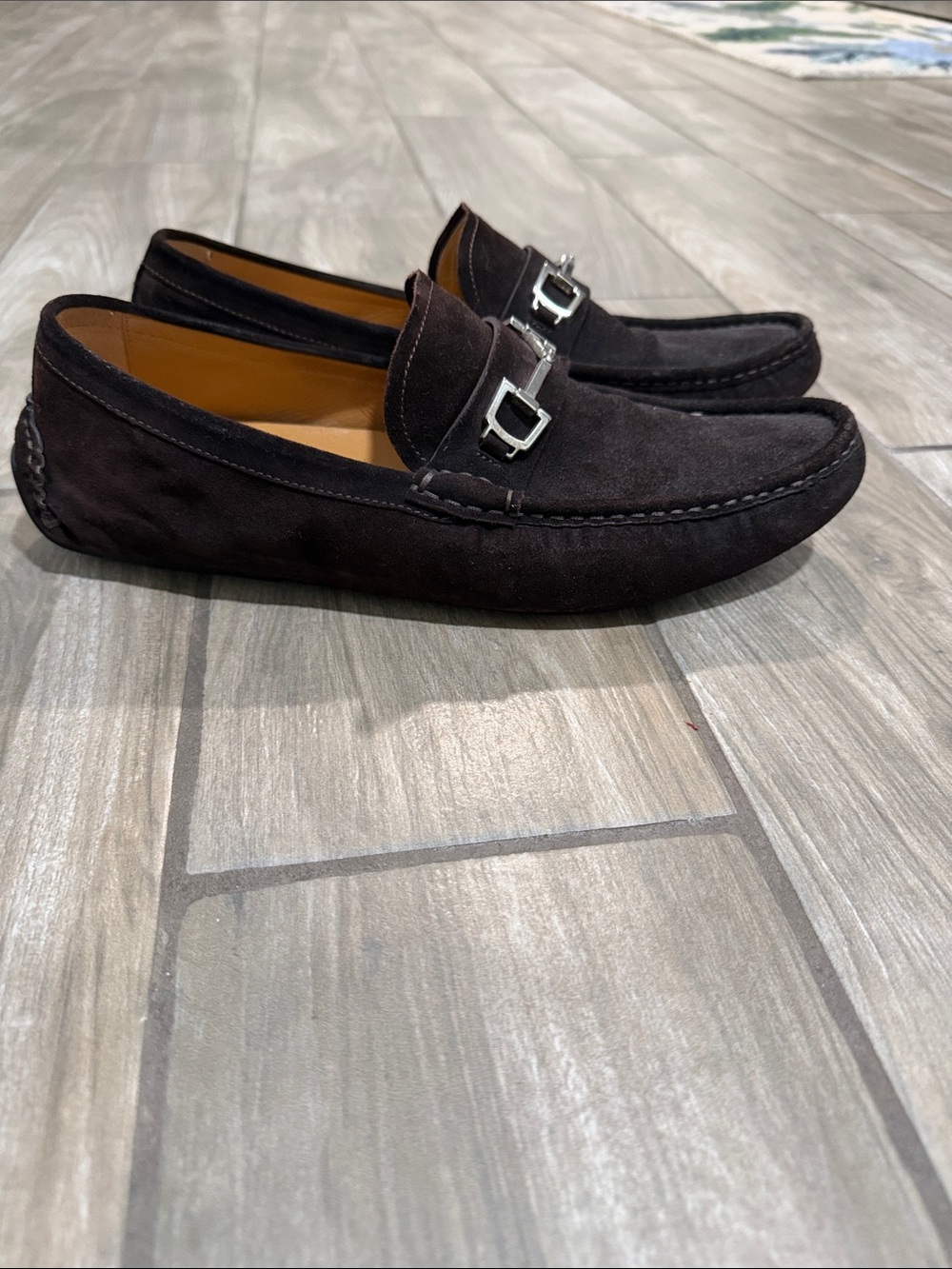 Gucci Men's Dark Brown Suede Bit Loafers